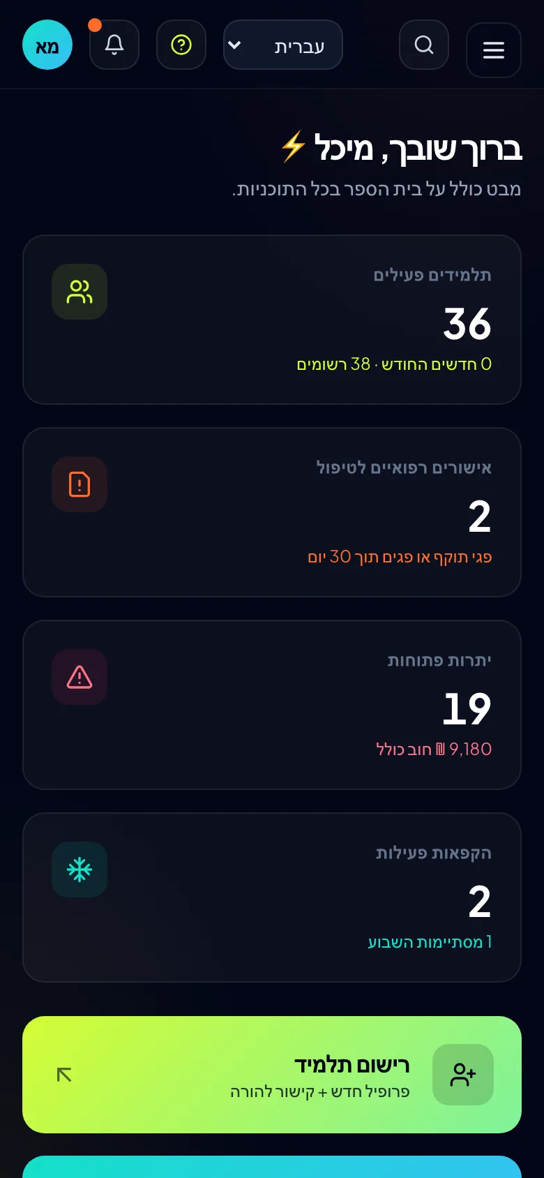 אותו לוח בקרה בטלפון